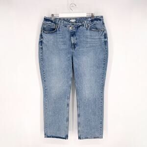 GOOD AMERICAN Good 90s Crossover Jeans Women’s Size 18 Indigo Blue Cotton